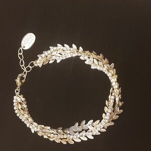 Stella & Ruby gold tone bracelet sparkle multi-strand leaf rhinestone bracelet